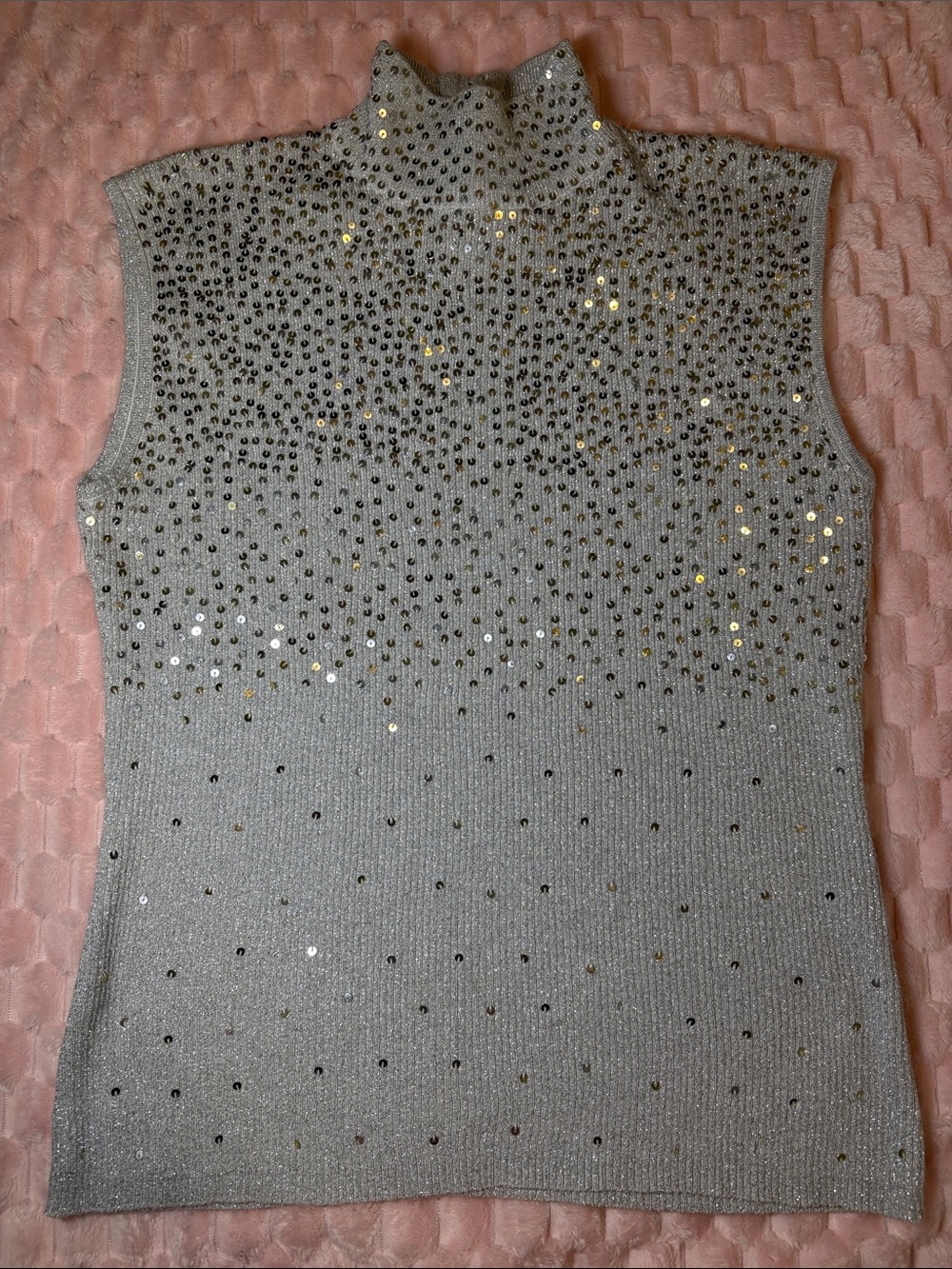 Sleeveless Sequin Mock Neck Top